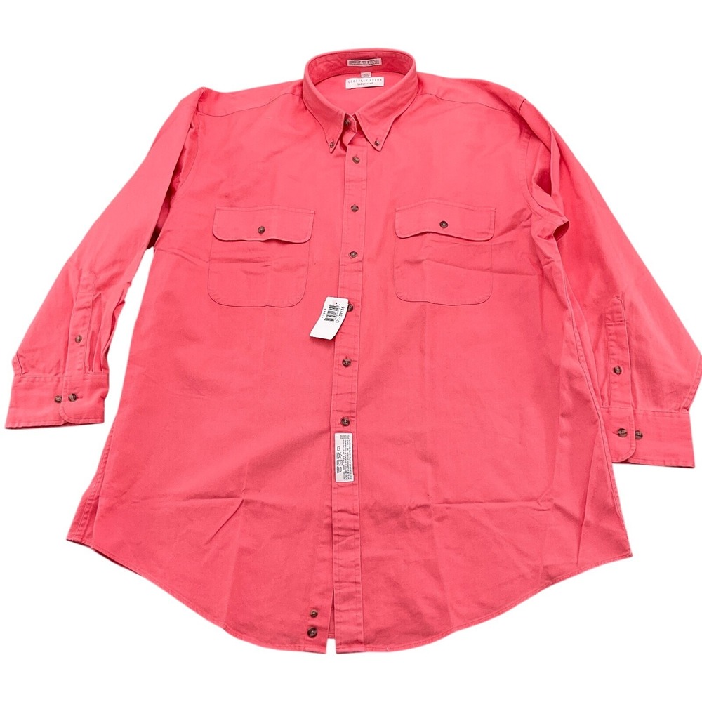 Geoffrey Been Shirt Men‎ 17.5 32/33 Coral Pink Unbuttoned OCBD Heavy Work Flaws